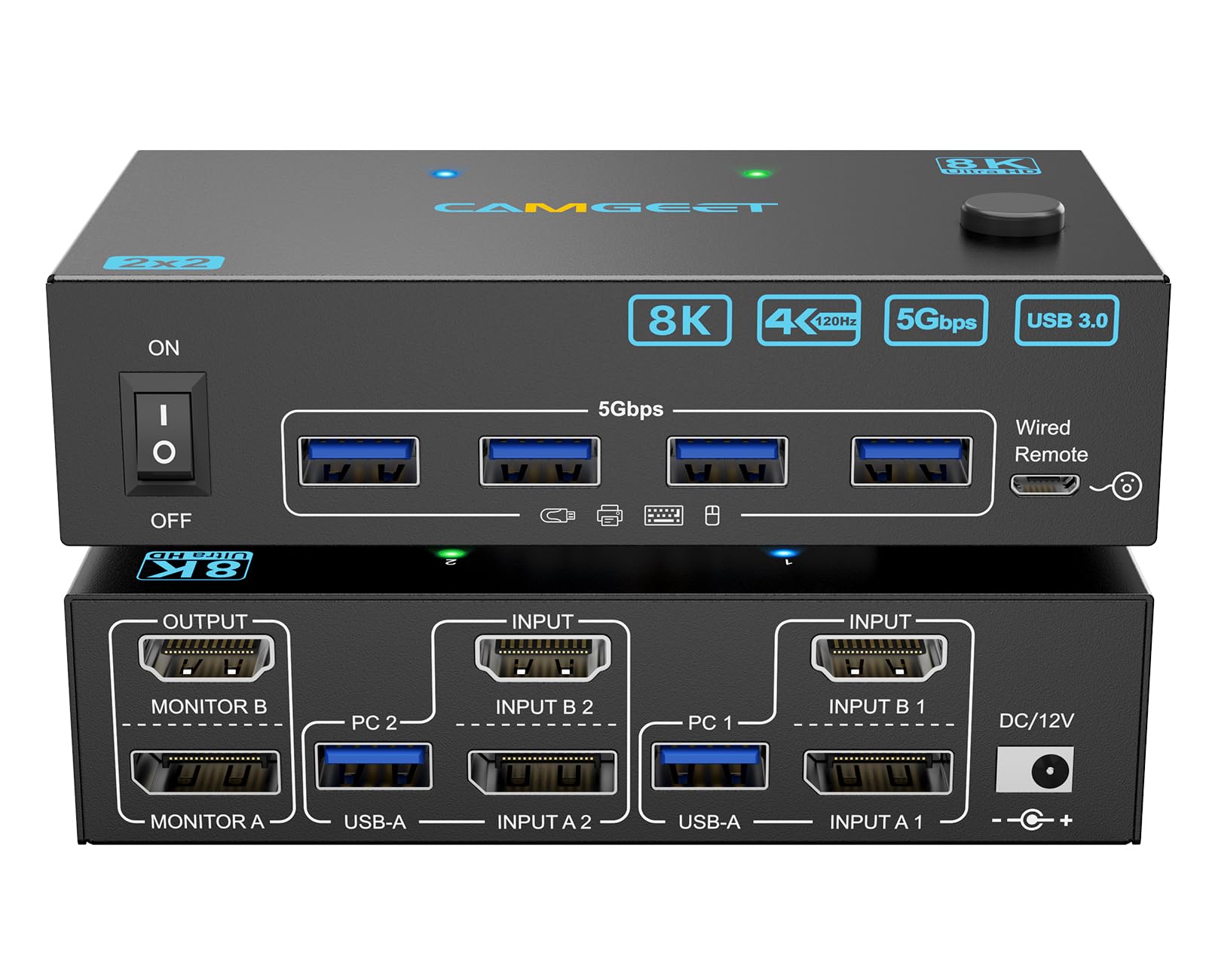 Hdmi Kvm Switch 4 Port Dual Monitor - 4K bij 144 Hz KVM-switch 2