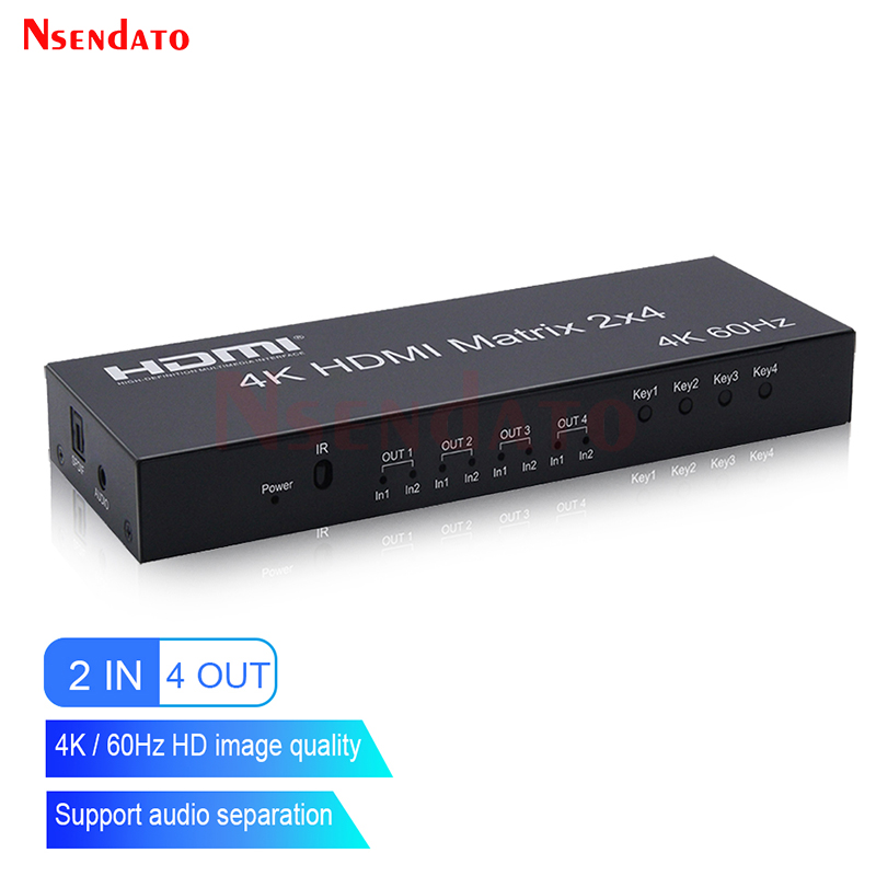 Hdmi Splitter 1 In 4 Out 4K 60Hz - 4K HDMI Matrix 2x4 Splitter 4K
