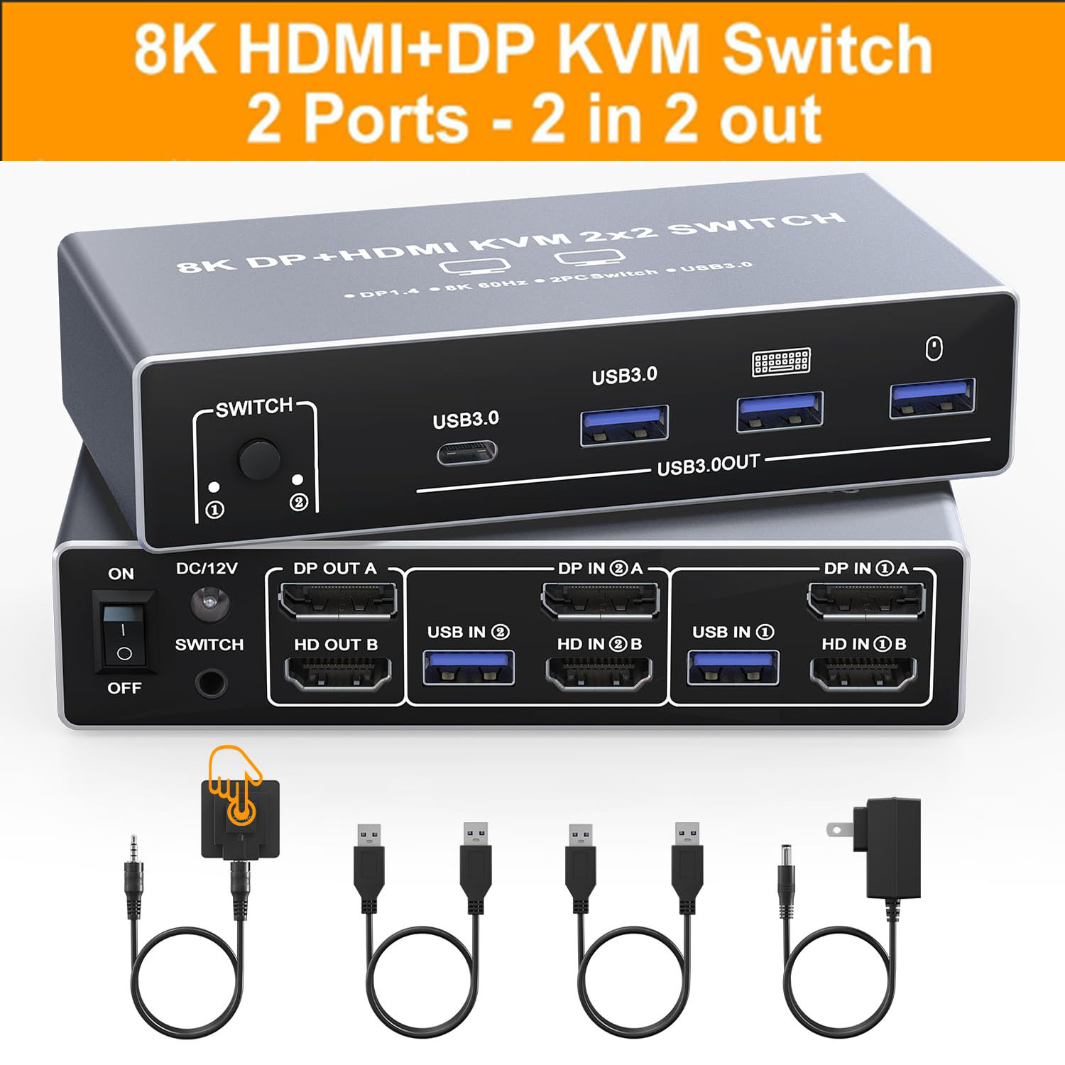 Hdmi Kvm Switch 4 Port Dual Monitor - 8K DisplayPort HDMI KVM Switch voor