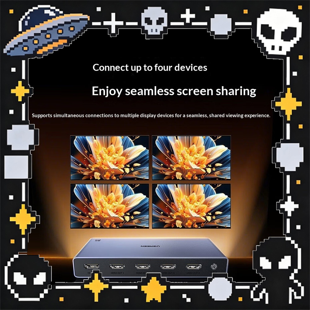 Hdmi Splitter 1 In 4 Out 4K 60Hz - UGREEN CM713-25858 HDMI 2.1-splitter, 1 ingang,