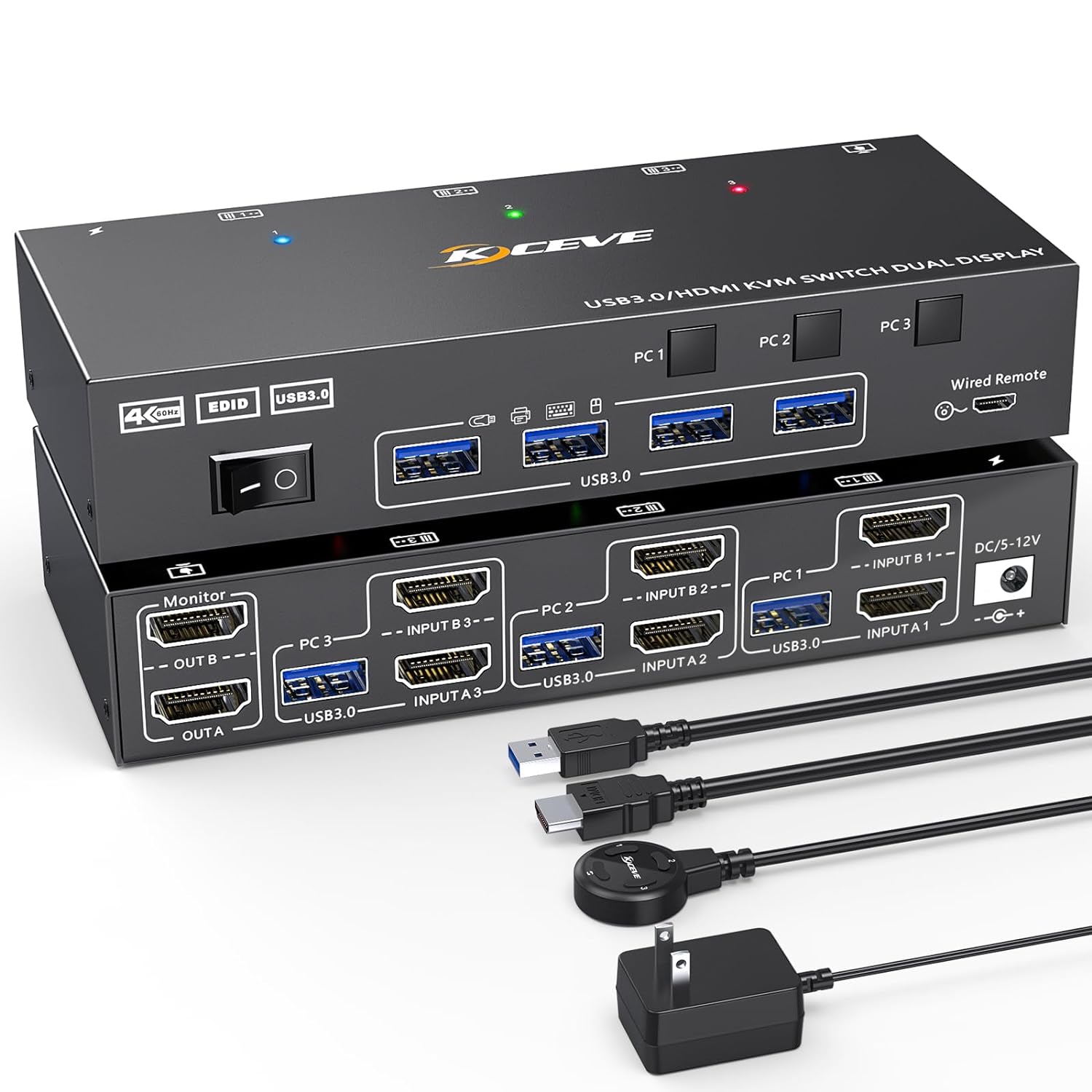 Hdmi Kvm Switch 4 Port Dual Monitor - Dual Monitor Kvm Switch Usb 3.0