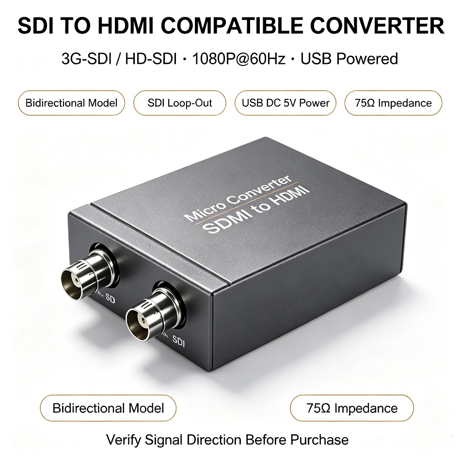 Sdi To Hdmi Converter Broadcast - HDMI-compatibele naar SDI-converter met loop-out 3G-SDI