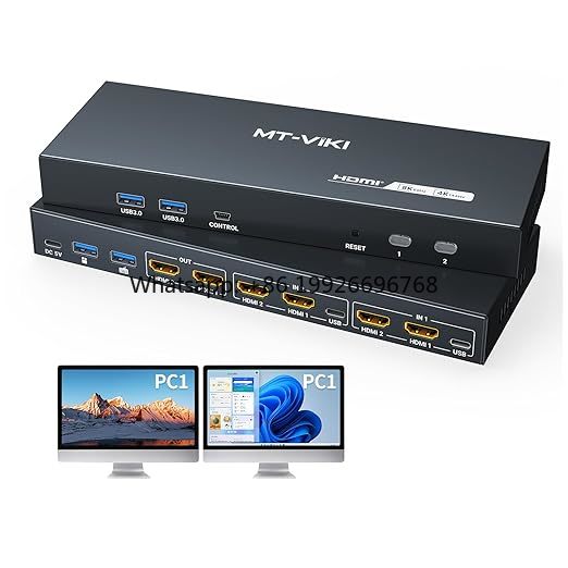 Hdmi Kvm Switch 4 Port Dual Monitor - 8K 60Hz HDMI KVM-switch voor 2