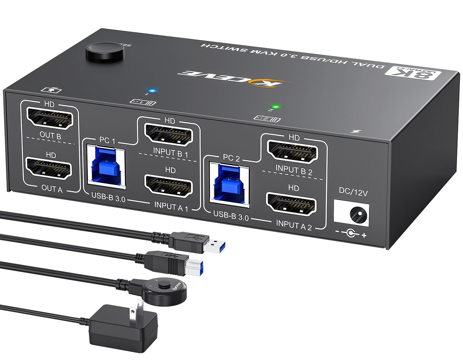 Hdmi Kvm Switch 4 Port Dual Monitor - Custom 4K 144Hz KVM-switch voor 2
