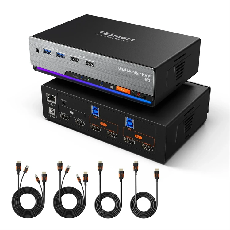 Hdmi Kvm Switch 4 Port Dual Monitor - TESmart HDMI 2.1 Dual 4K144Hz KVM
