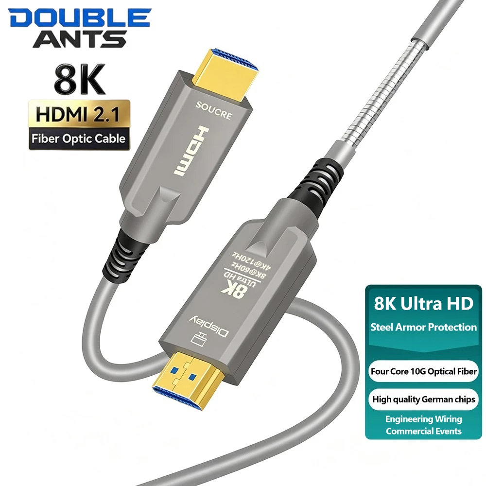 Hdmi Fiber Optic Cable 50M 100M - Lange, gepantserde HDMI 2.1 glasvezelkabel 50m