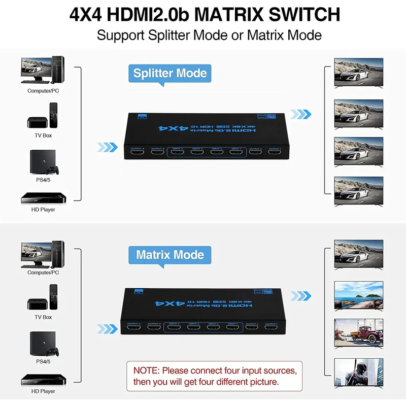 4K 60Hz HDMI Matrix Switch 4 i - Hdmi Splitter 1 In 4 Out 4K 60Hz recensie en prijs