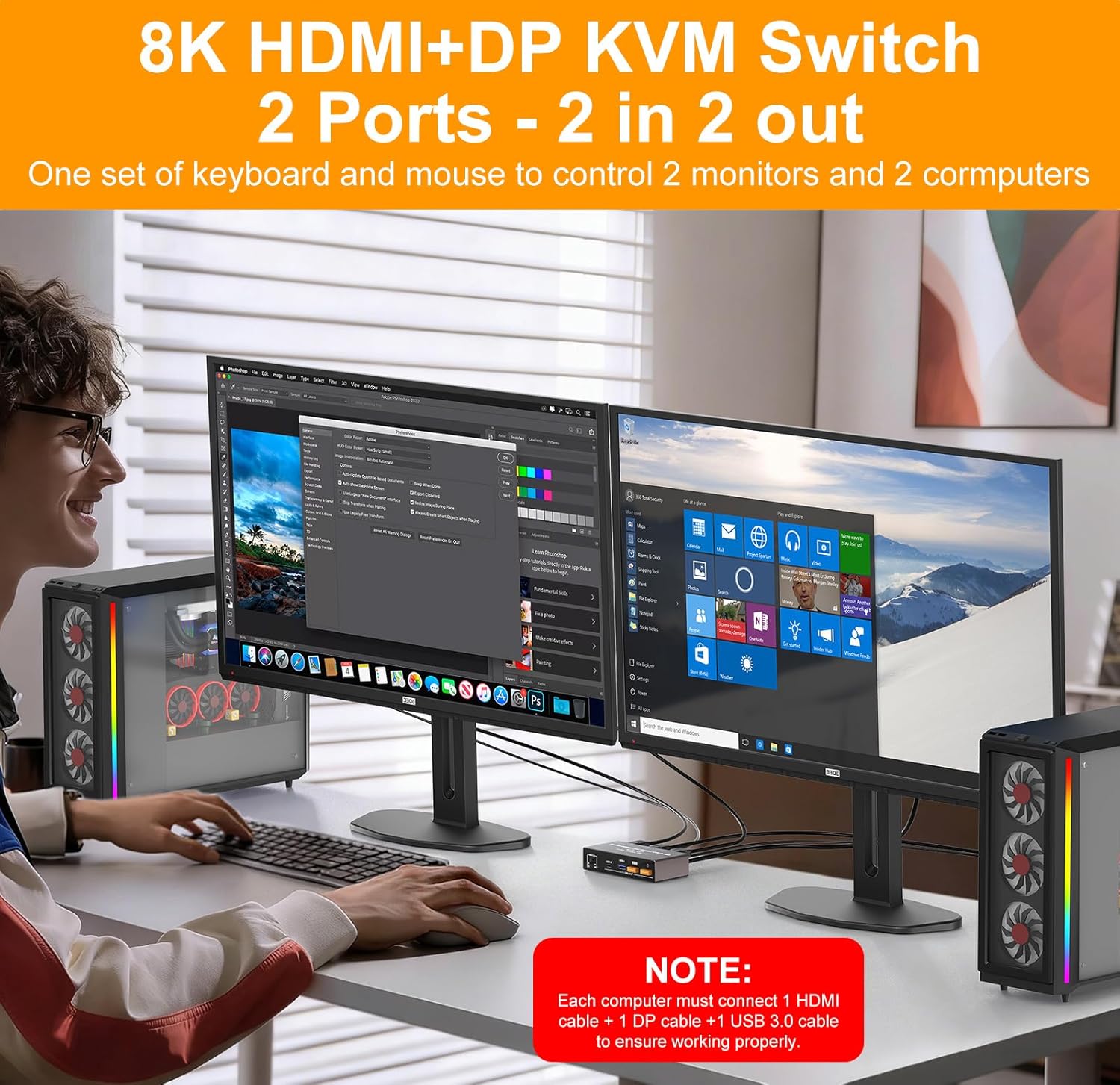 8K DisplayPort HDMI KVM Switch - Hdmi Kvm Switch 4 Port Dual Monitor recensie en prijs