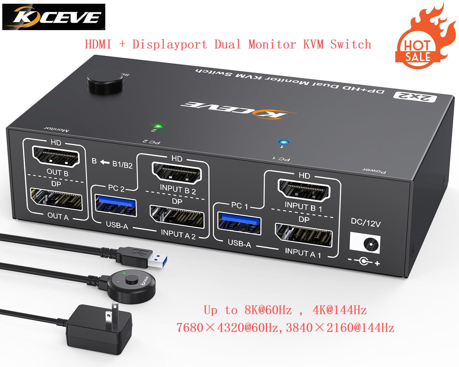 4K@144Hz KVM-switch 2 monitore - Hdmi Kvm Switch 4 Port Dual Monitor recensie en prijs