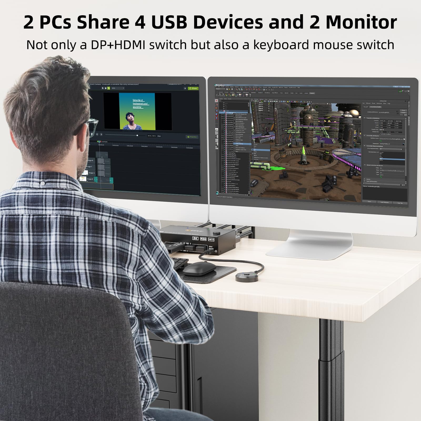 8K KVM-switch 2 pc's 2 monitor - Hdmi Kvm Switch 4 Port Dual Monitor recensie en prijs