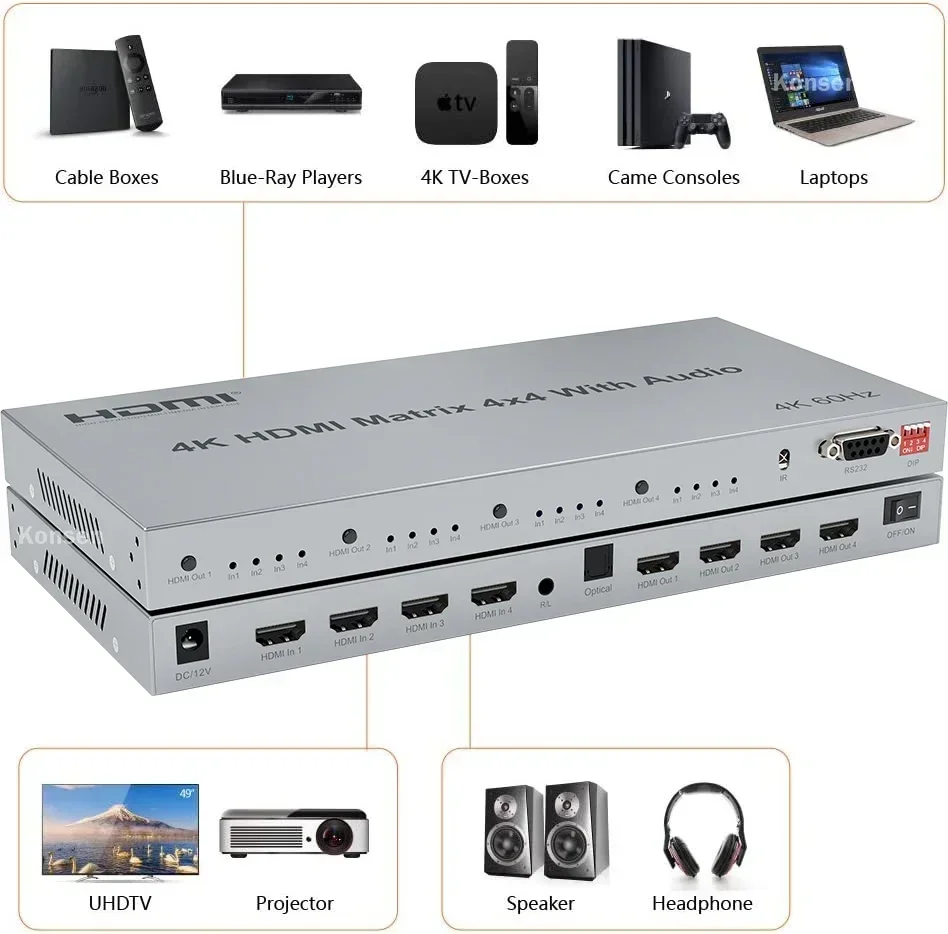 4K HDMI True Matrix Switch 4 i - Hdmi Matrix Switch 4X4 4K 60Hz recensie en prijs