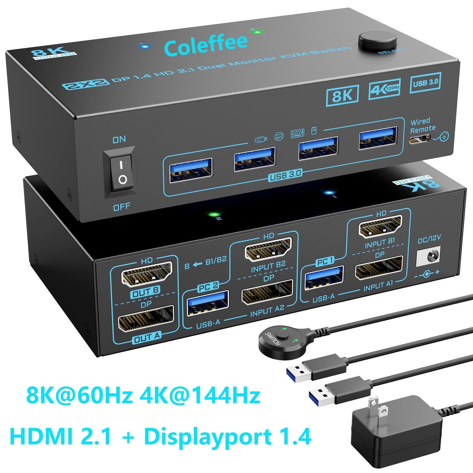 4K bij 144 Hz KVM-switch 2 mon - Hdmi Kvm Switch 4 Port Dual Monitor recensie en prijs