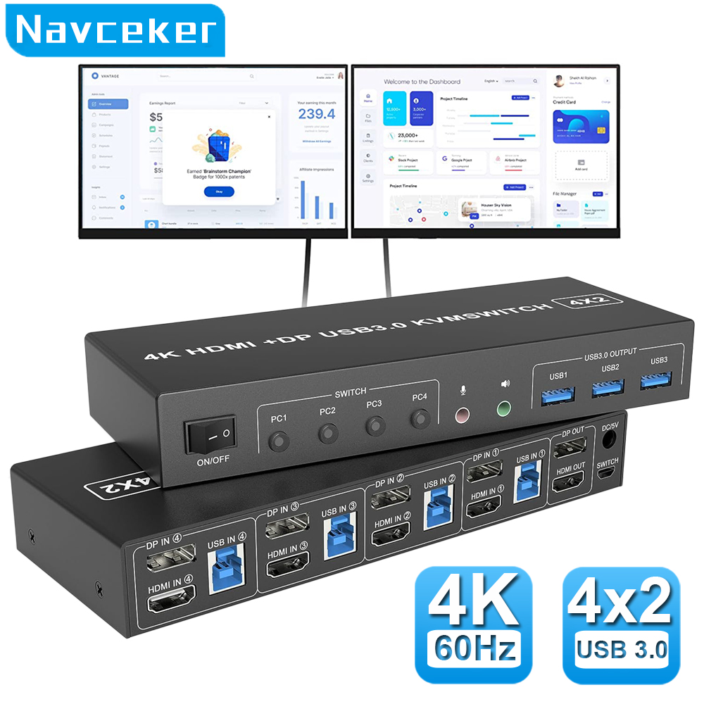 4 Poort Hdmi Kvm Usb 3.0 Schak - Hdmi Kvm Switch 4 Port Dual Monitor recensie en prijs