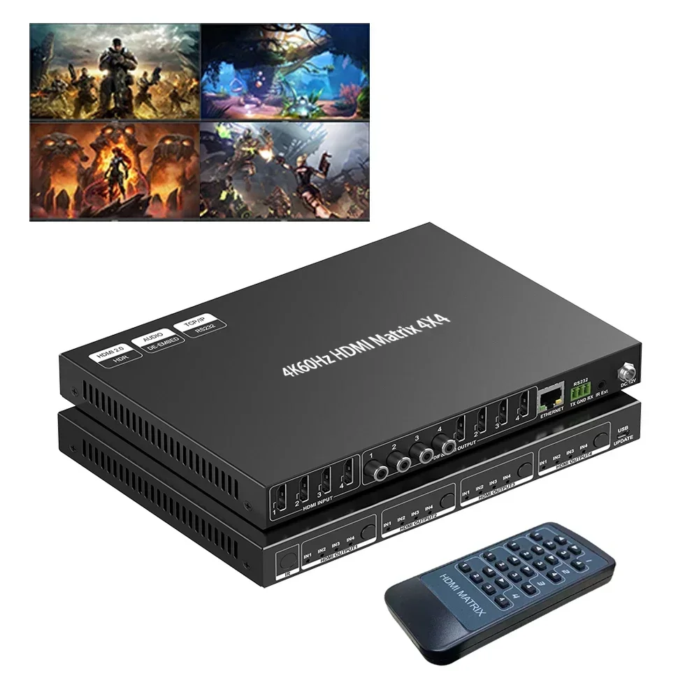 Nieuwe 4x4 Hdm matrix videospl - Hdmi Matrix Switch 4X4 4K 60Hz recensie en prijs