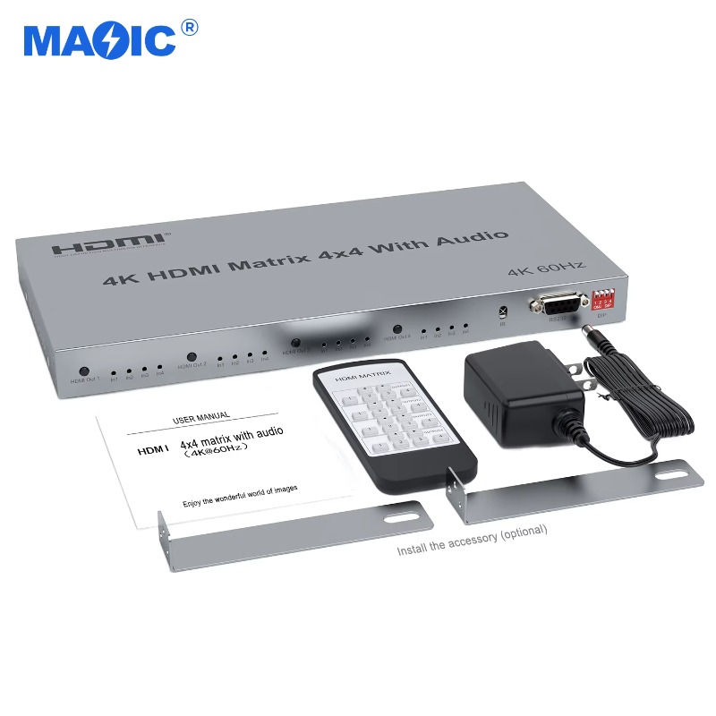 4x4 HDMI-matrix met RS232, voo - Hdmi Matrix Switch 4X4 4K 60Hz recensie en prijs