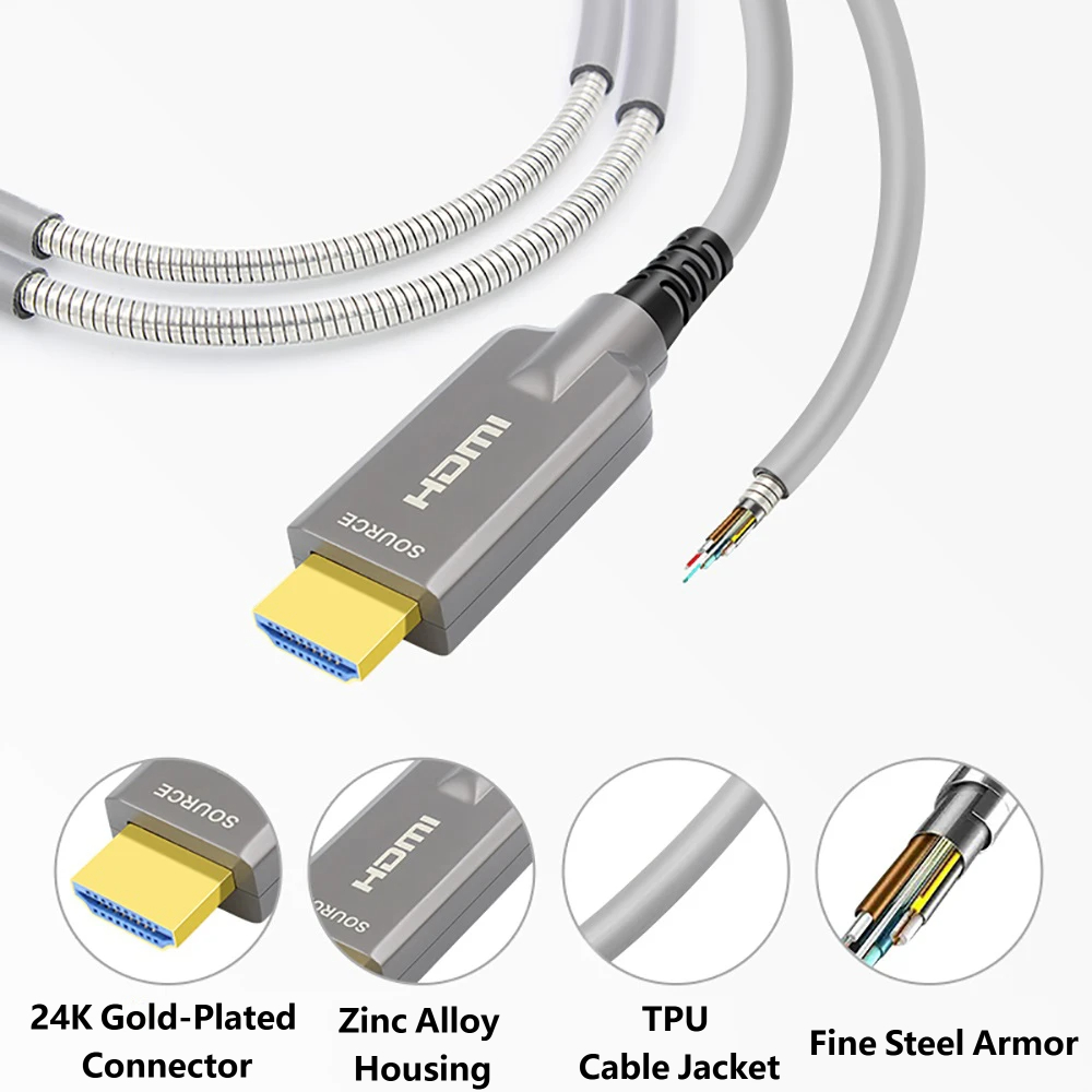 Lange, gepantserde HDMI 2.1 gl - Hdmi Fiber Optic Cable 50M 100M recensie en prijs